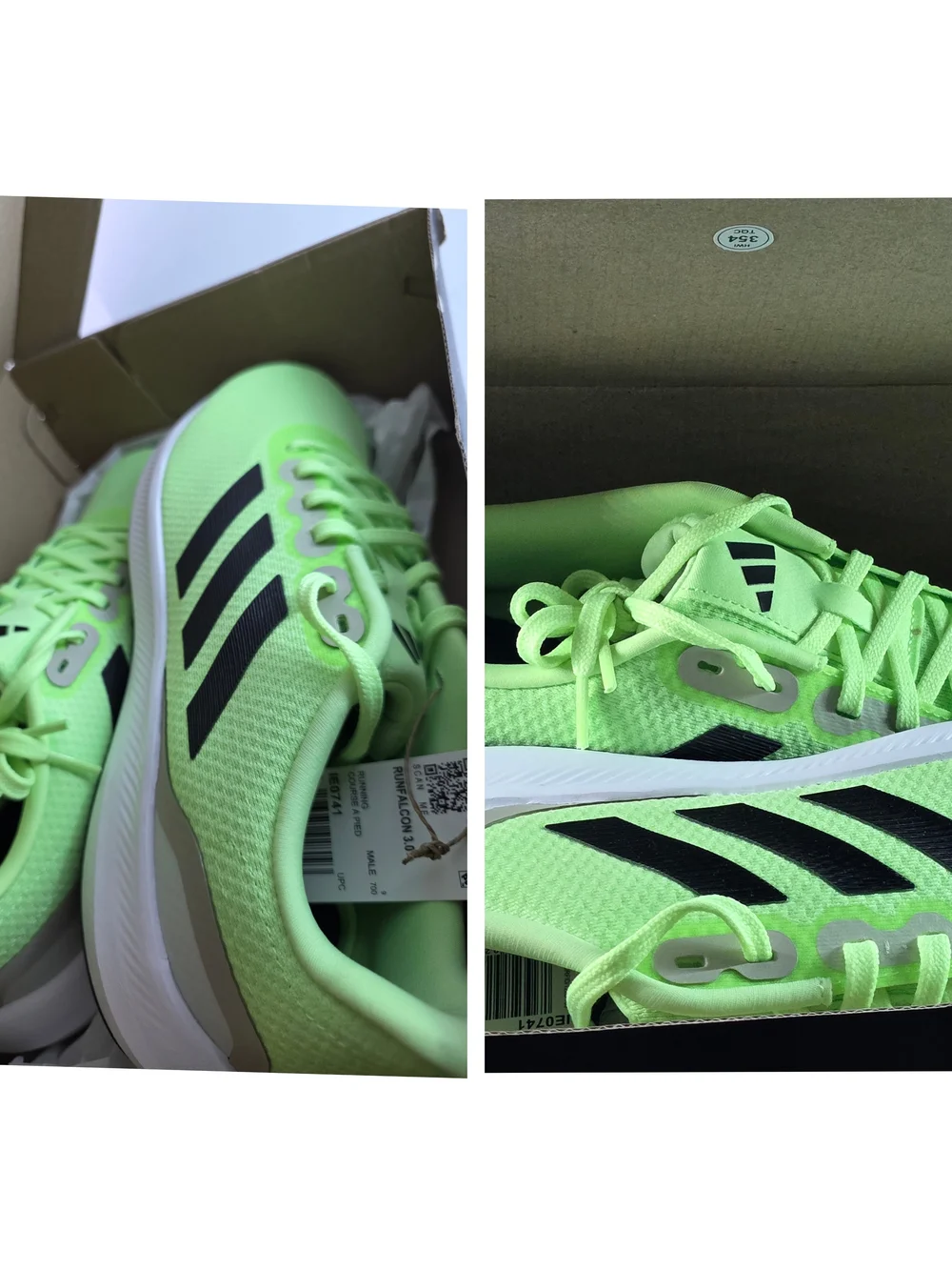 Authentic adidas Men's Runfalcon 3.0 Running Shoes - Neon Green (Size 9.5)